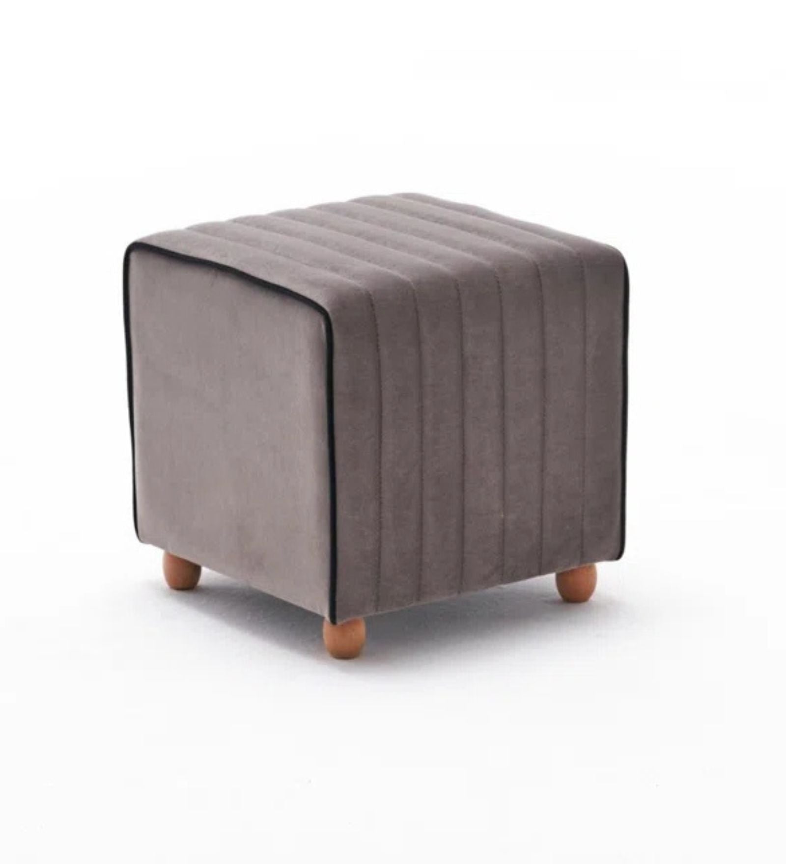 Lilia Velvet Pouffe In Pearl Grey Colour