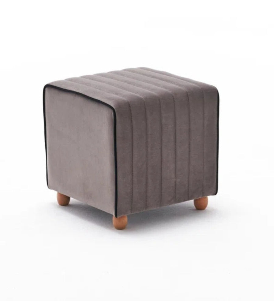 Lilia Velvet Pouffe In Pearl Grey Colour - Febonic Living