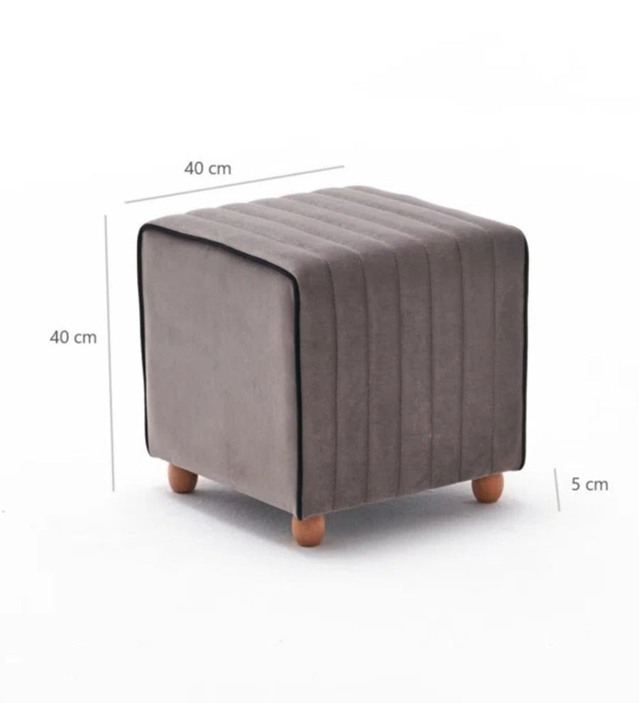 Lilia Velvet Pouffe In Pearl Grey Colour - Febonic Living