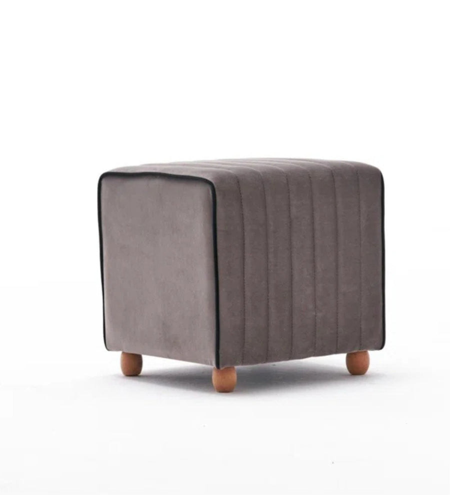 Lilia Velvet Pouffe In Pearl Grey Colour - Febonic Living