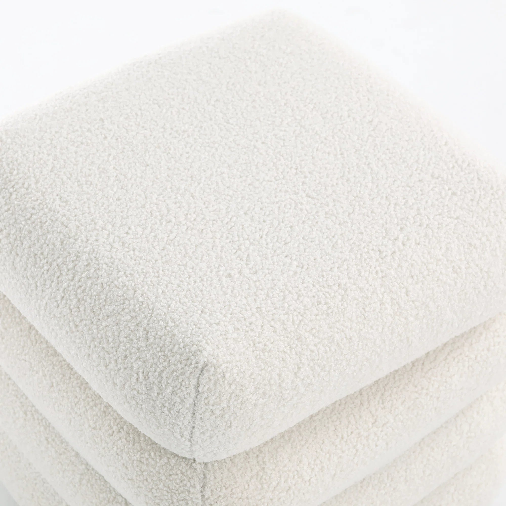 Lina Boucle Fabric Ottoman in Bright White Colour With Storage