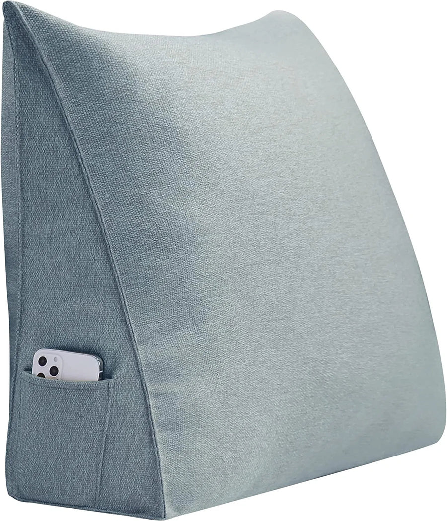 Light Fabric Back Support Wegde Pillows In Light Blue Colour - Febonic Living
