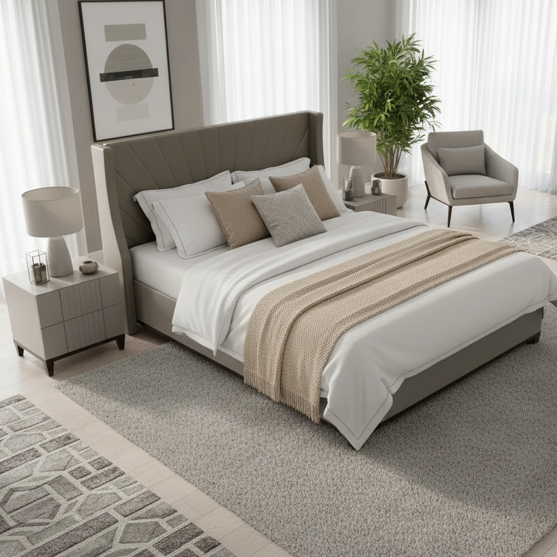 Lipin Leatherette Upholstered Queen Size Bed In Steel Grey With Hydraulic Storage - Febonic Living