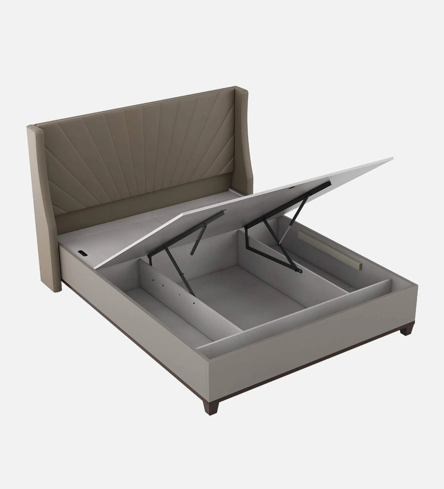 Lipin Leatherette Upholstered Queen Size Bed In Steel Grey With Hydraulic Storage - Febonic Living