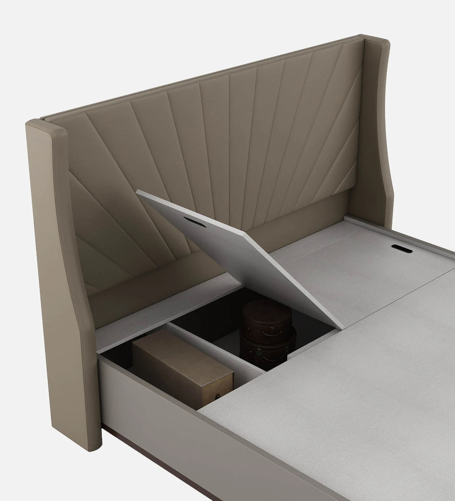 Lipin Leatherette Upholstered Queen Size Bed In Steel Grey With Hydraulic Storage - Febonic Living