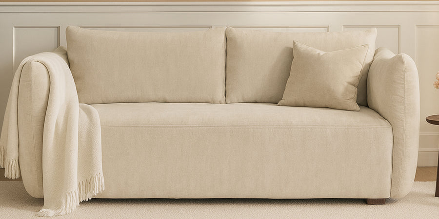 Lisa Fabric 2 Seater Sofa In Cotton Beigen Colour - Febonic Living