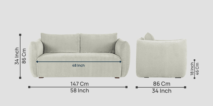 Lisa Fabric 2 Seater Sofa In Pearl White Colour - Febonic Living
