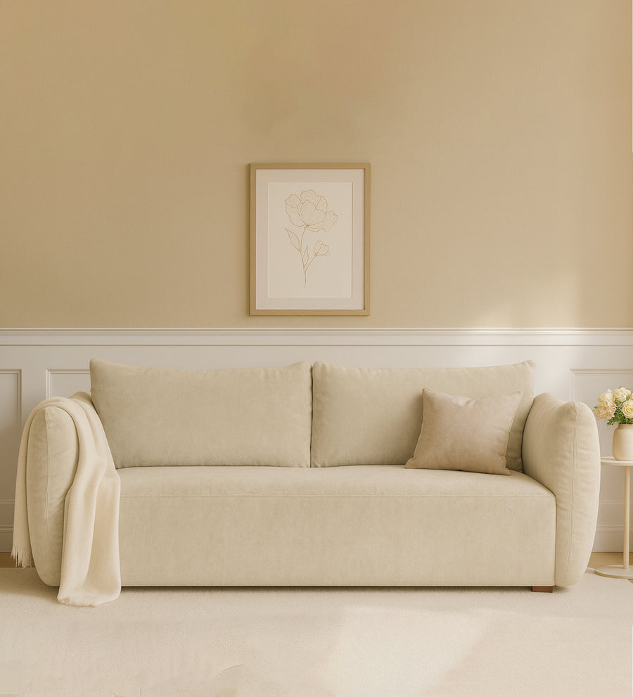 Lisa 3 Seater Fabric Sofa - Cotton Beigen by Febonic Living