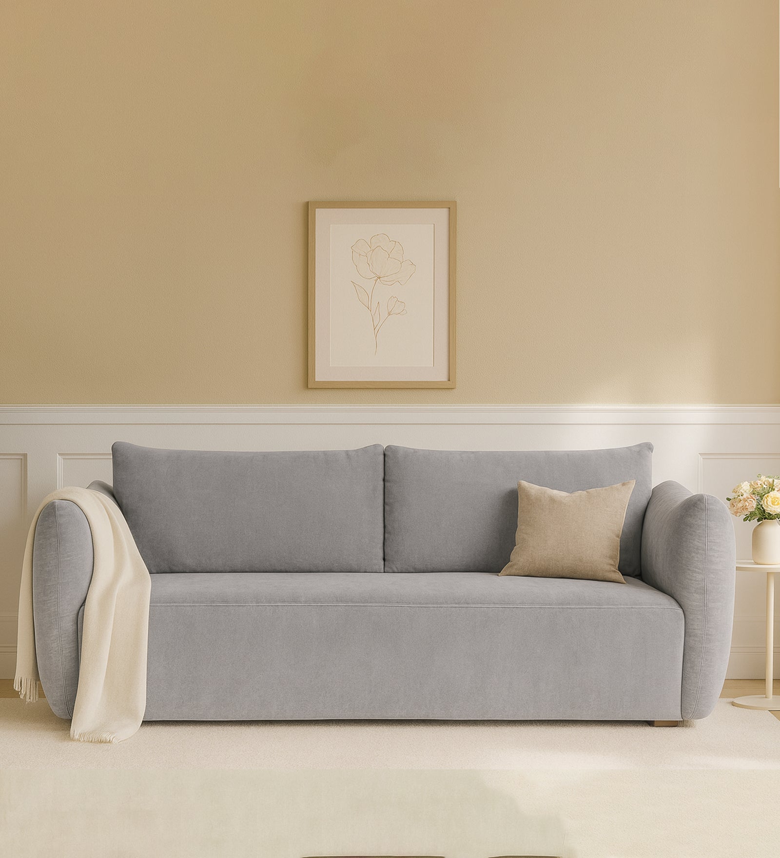 Lisa Fabric 3 Seater Sofa In Dim Grey Colour