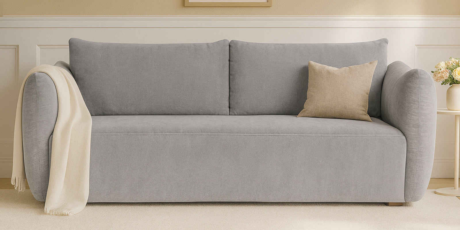Lisa Fabric 3 Seater Sofa In Dim Grey Colour