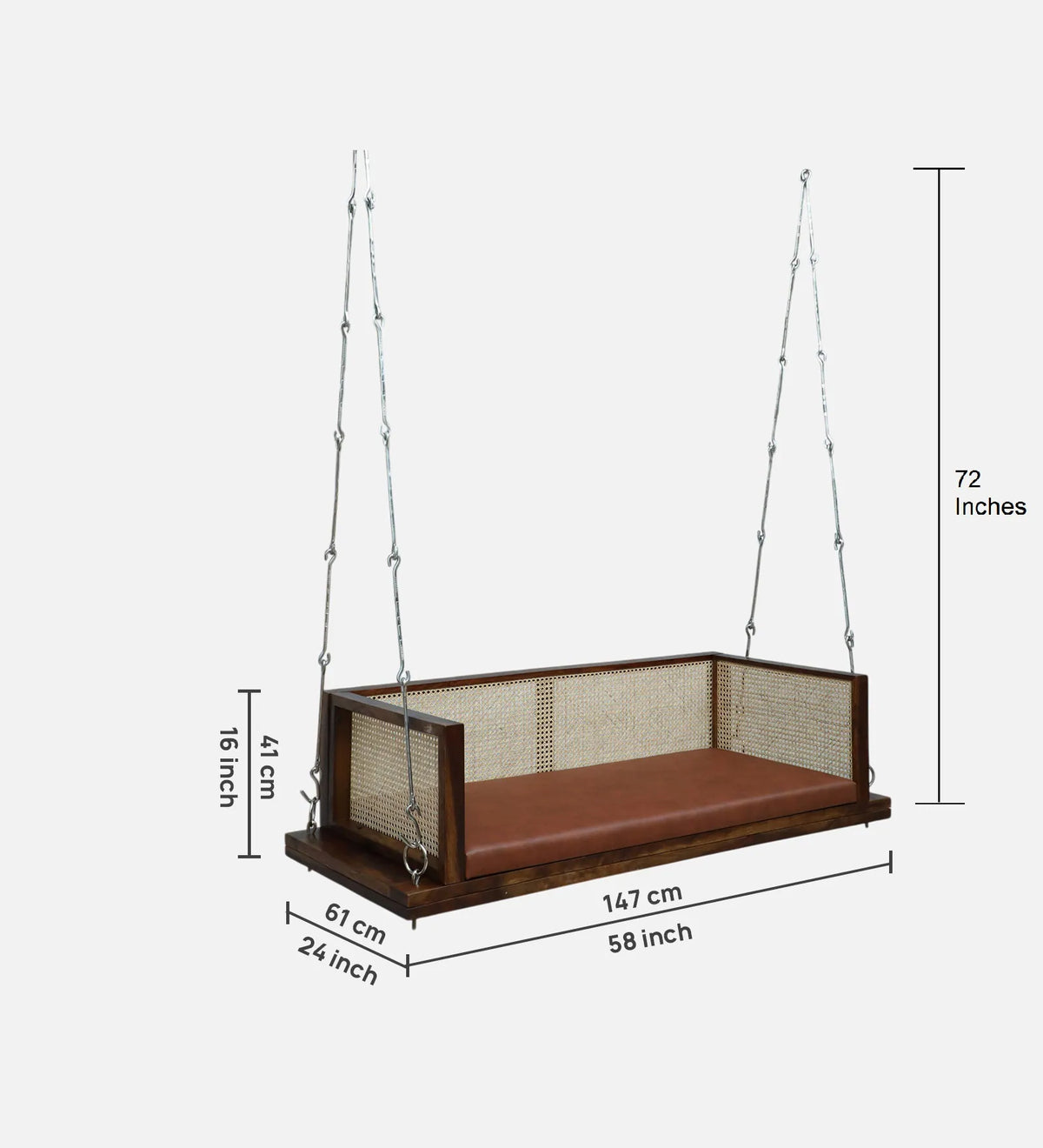 Lisen Sheesham Wood Swing In Provincial Teak Finish