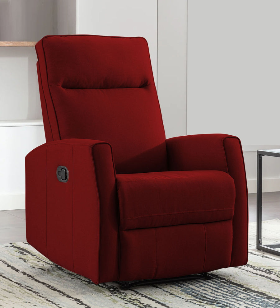 Logan 1 Seater Motorized Fabric Recliner - Blood Maroon - Living View by Febonic Living
