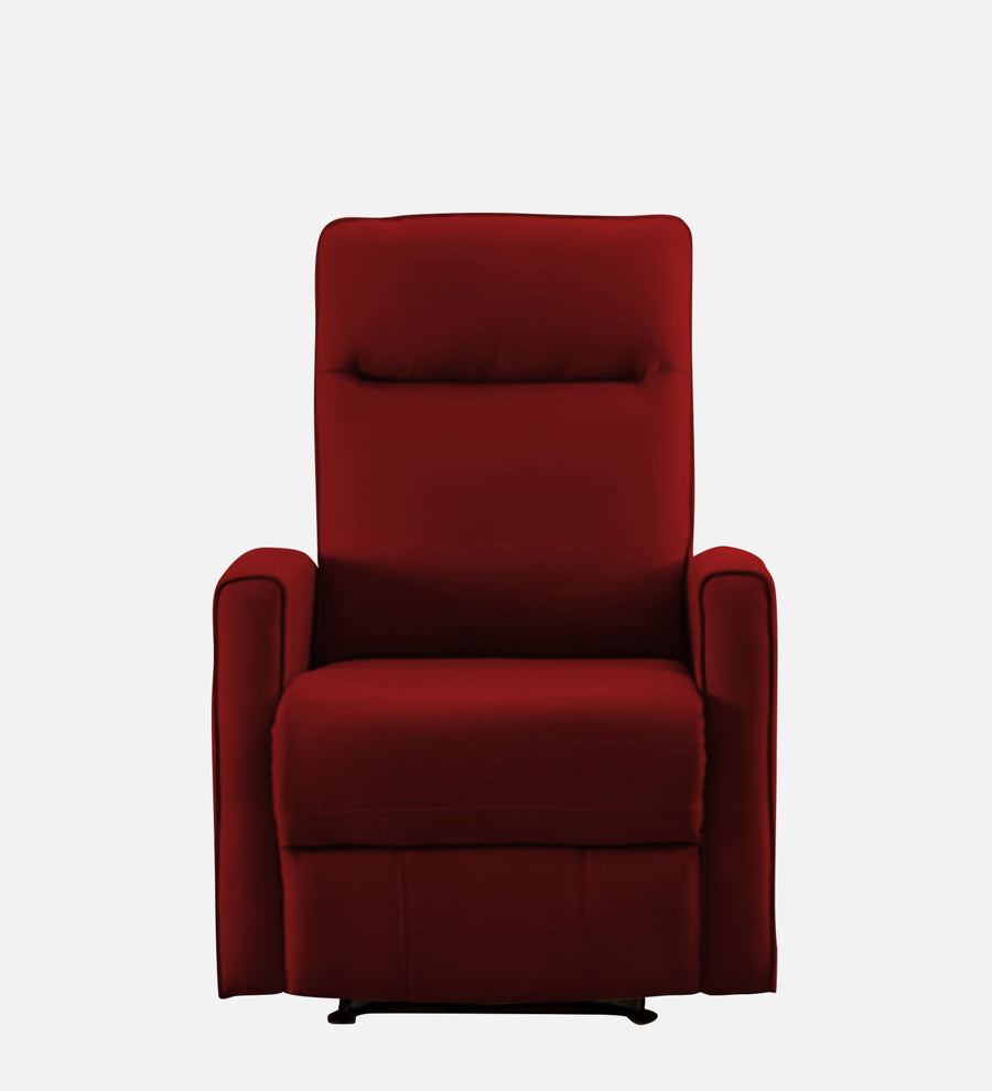 Logan 1 Seater Motorized Fabric Recliner - Blood Maroon - Front View by Febonic Living