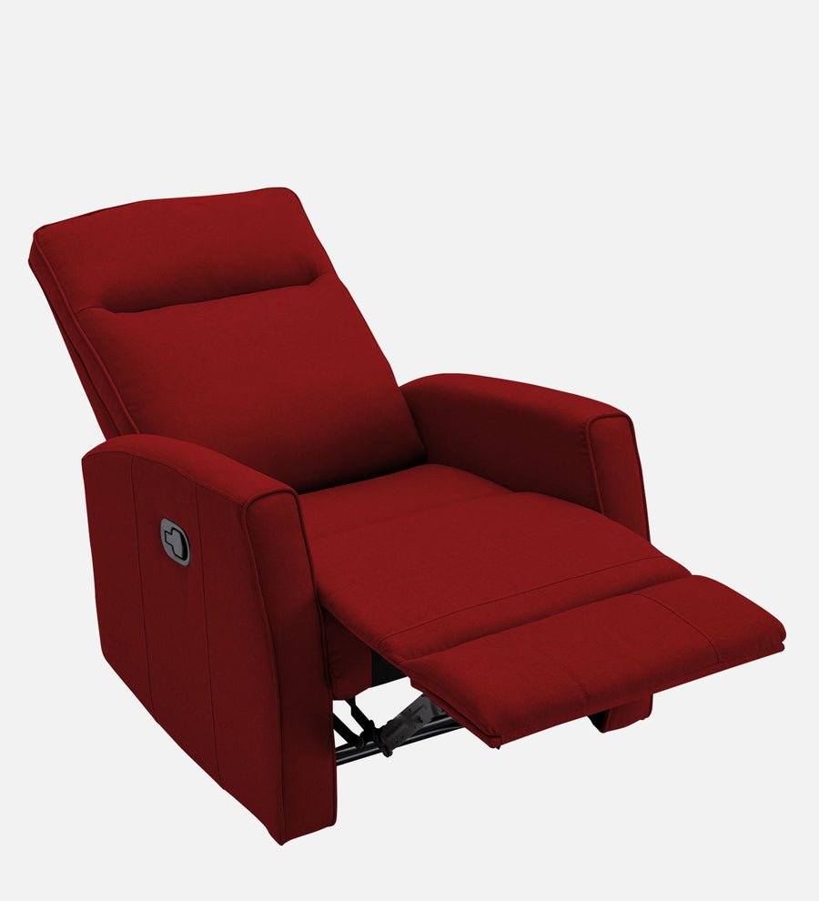 Logan 1 Seater Motorized Fabric Recliner - Blood Maroon - Side Reclined View by Febonic Living