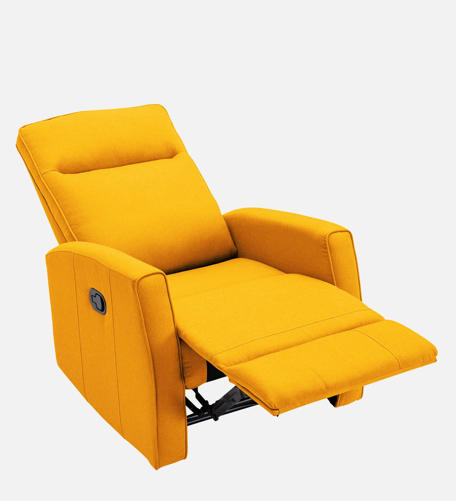 Logan 1 Seater Motorized Fabric Recliner - Bold Yellow - Side Reclined View by Febonic Living