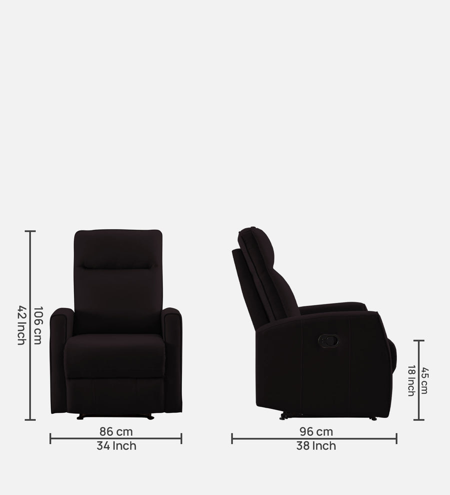 Logan 1 Seater Motorized Fabric Recliner - Cara Brown- Dimensions by Febonic Living