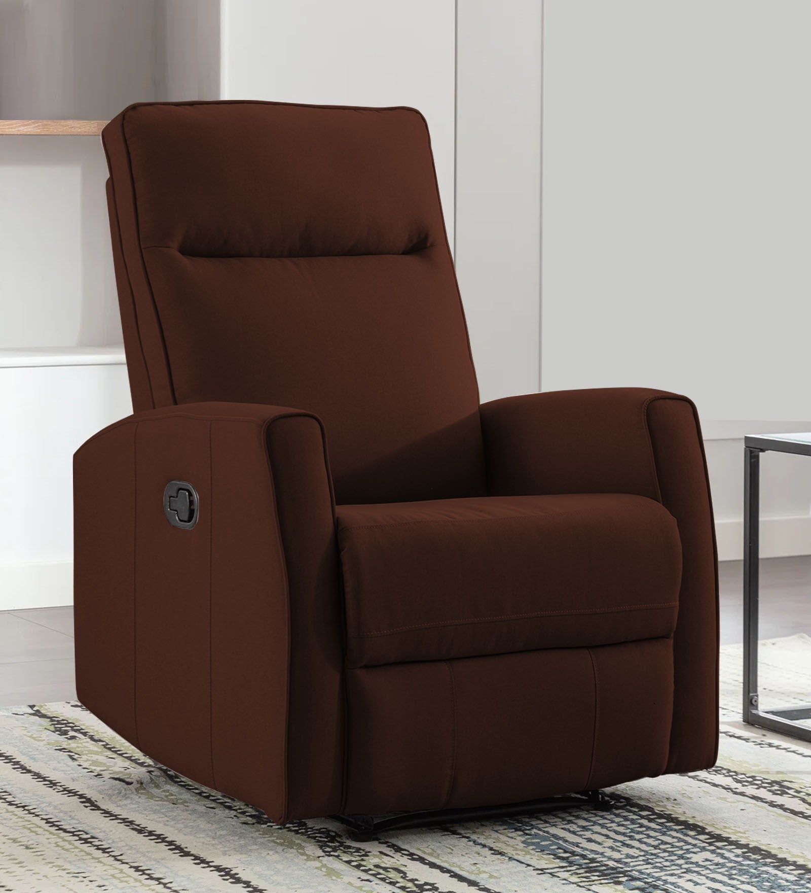 Logan 1 Seater Motorized Fabric Recliner - Coffee Brown- Living View by Febonic Living