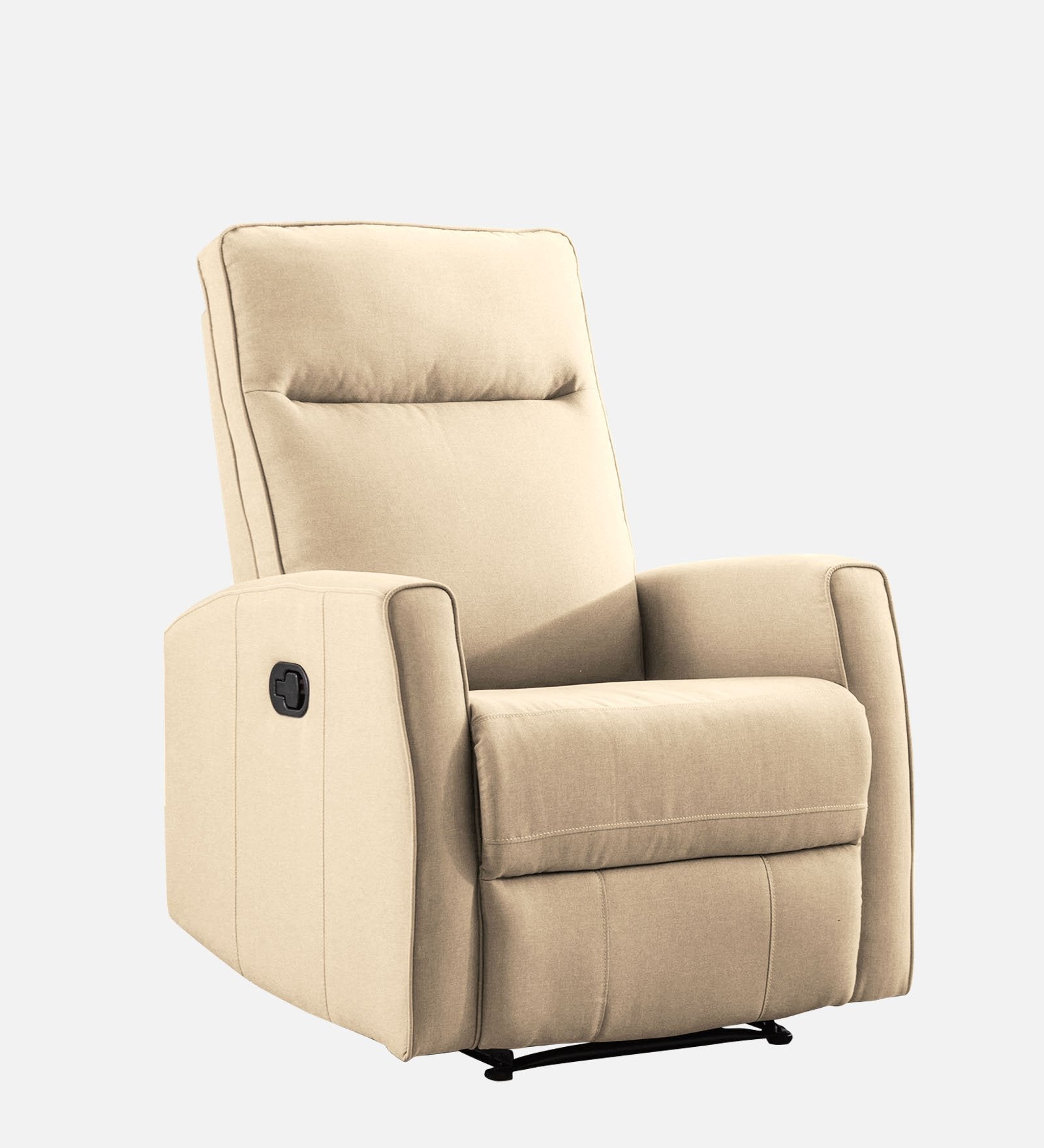 Logan 1 Seater Motorized Fabric Recliner - Ivory Cream - Side View by Febonic Living