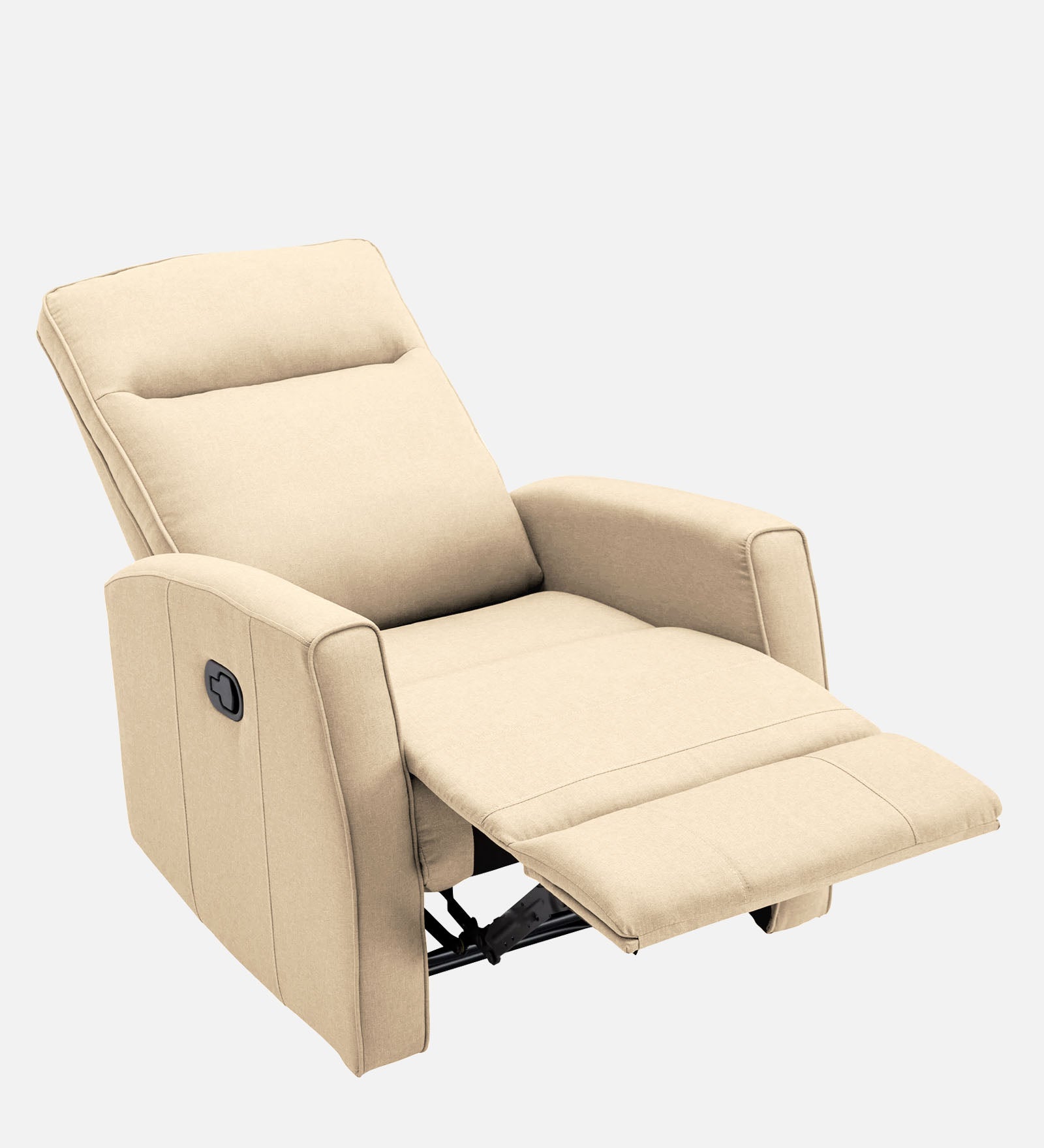 Logan 1 Seater Motorized Fabric Recliner - Ivory Cream - Side Reclined View by Febonic Living