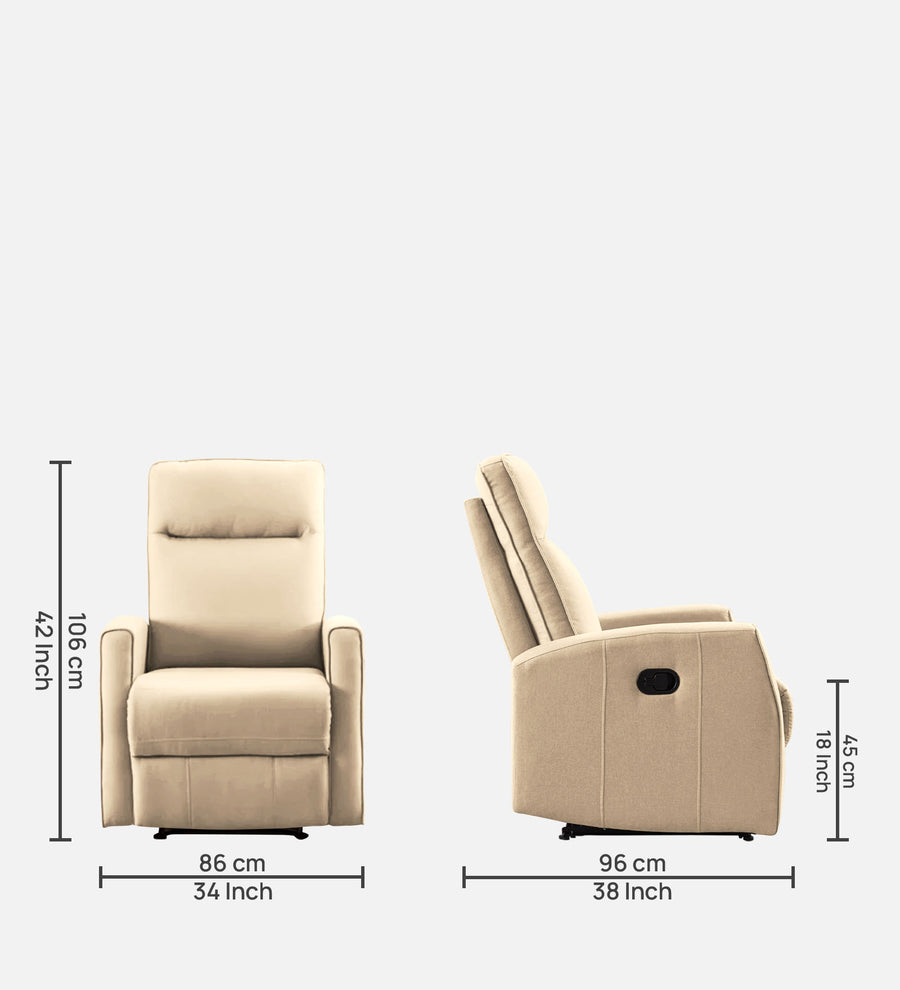Logan 1 Seater Motorized Fabric Recliner - Ivory Cream - Dimensions by Febonic Living