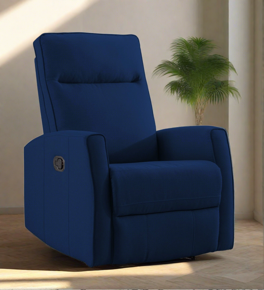 Logan 1 Seater Motorized Fabric Recliner - Royal Blue - Living View by Febonic Living
