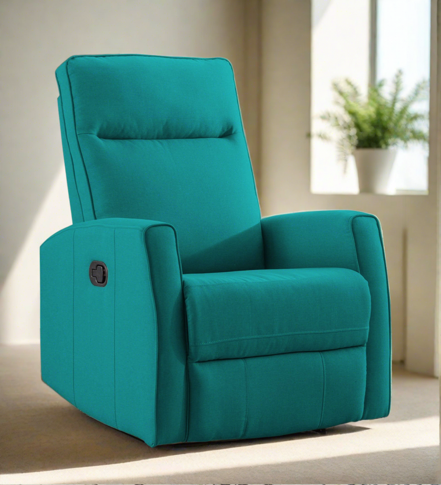 Logan 1 Seater Motorized Fabric Recliner - Sea Green - Living View by Febonic Living