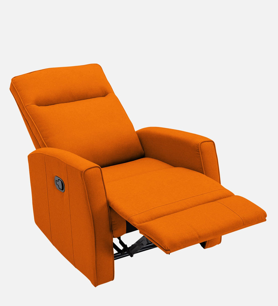 Logan 1 Seater Motorized Fabric Recliner - Vivid Orange - Side Reclined View by Febonic Living