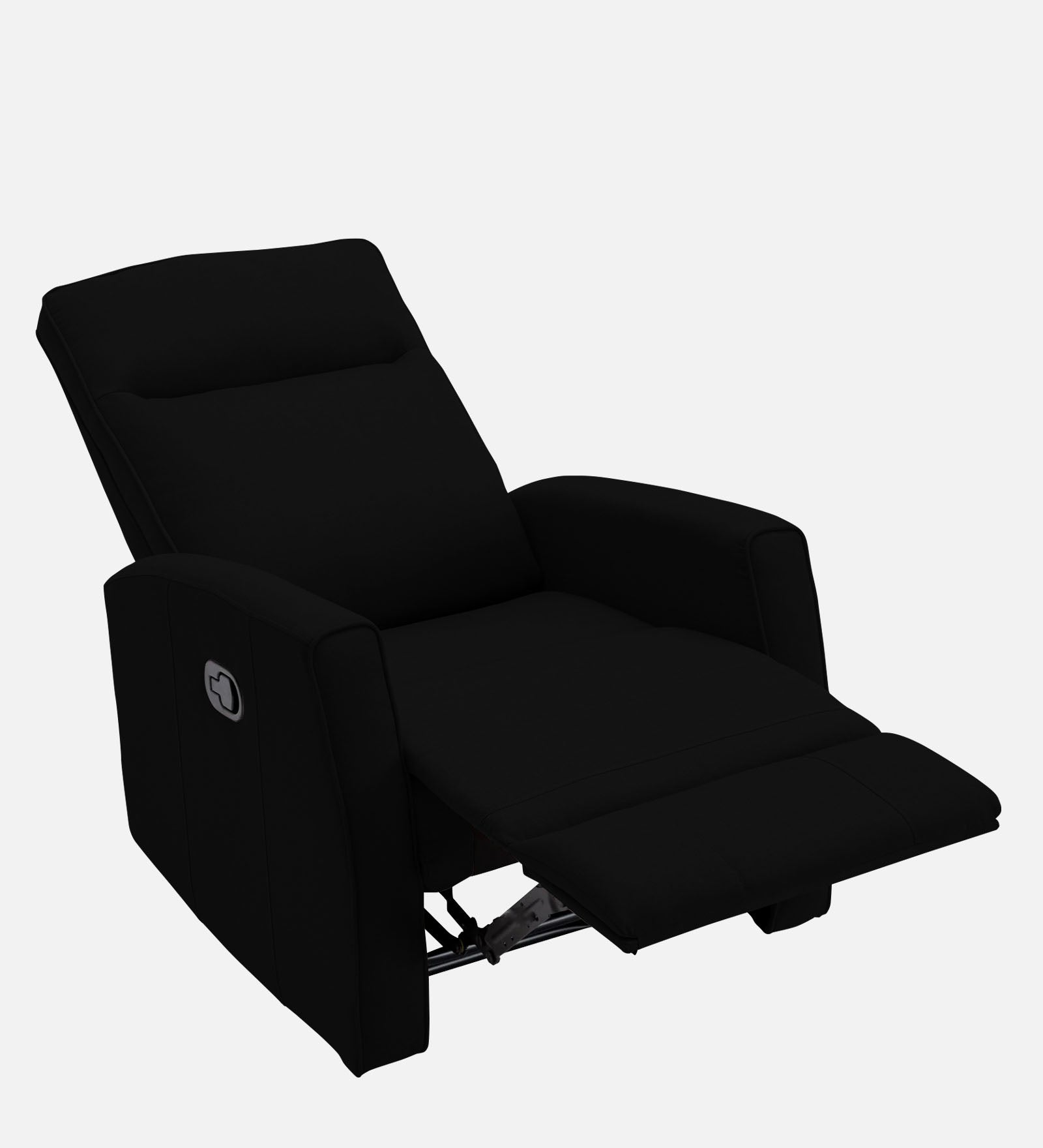 Logan 1 Seater Motorized Fabric Recliner - Zed Black - Side Reclined View by Febonic Living