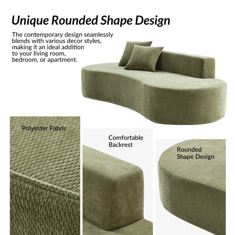 Lorvi Fabric Fabric 4 Seater Curved Sofa In Herb Green Colour - Febonic Living