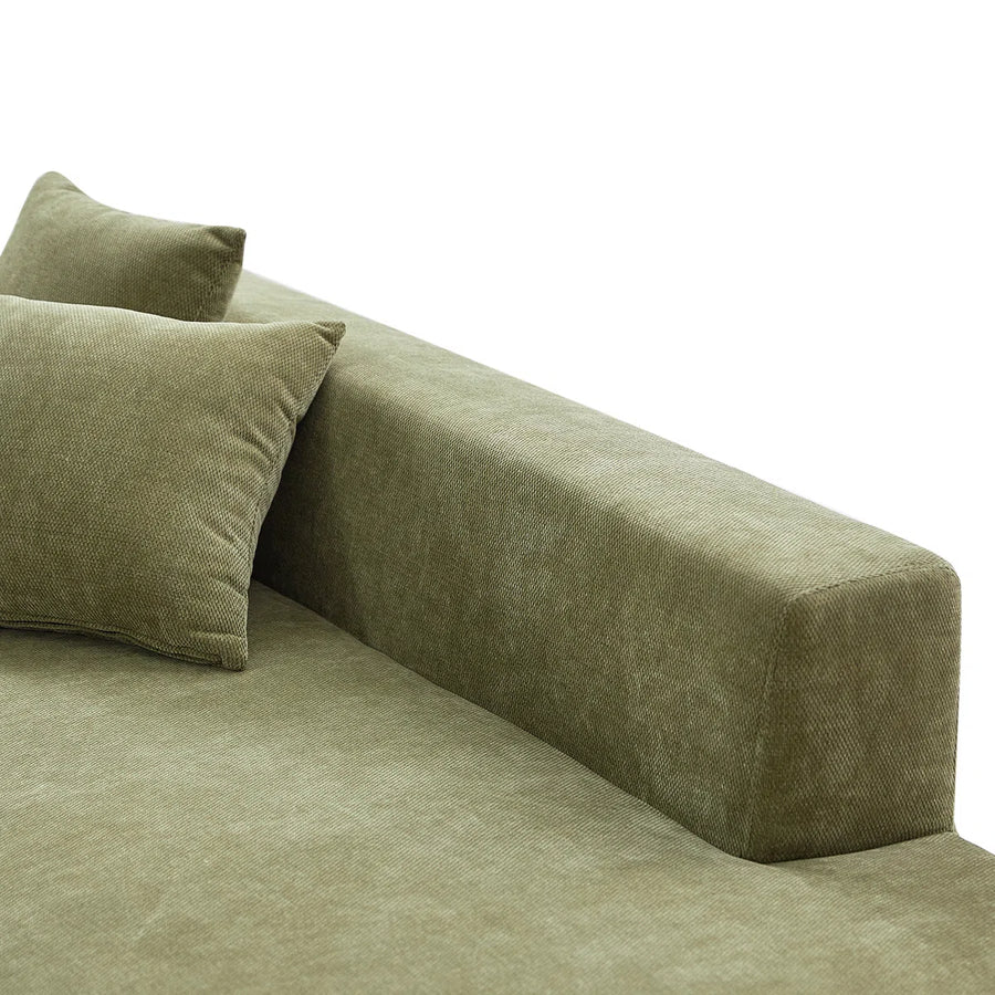 Lorvi Fabric Fabric 4 Seater Curved Sofa In Herb Green Colour - Febonic Living