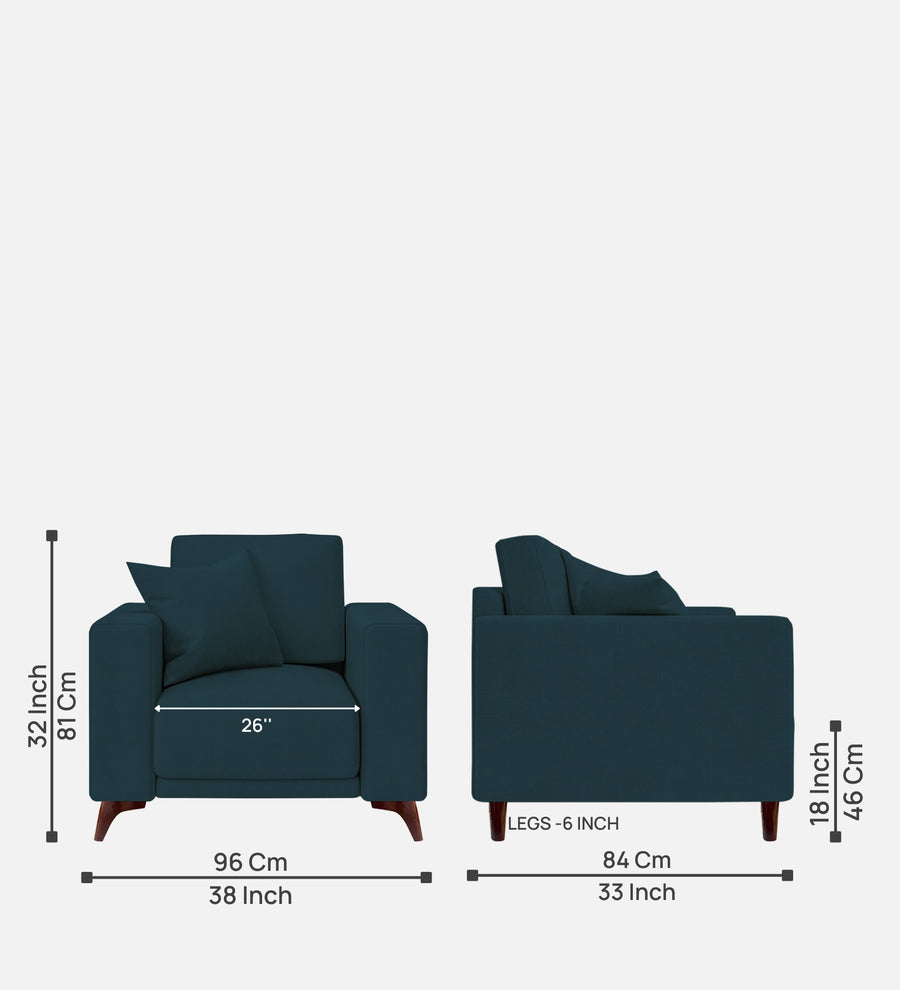 Luca Fabric 1 Seater Sofa In Cool Blue Colour - Febonic Living