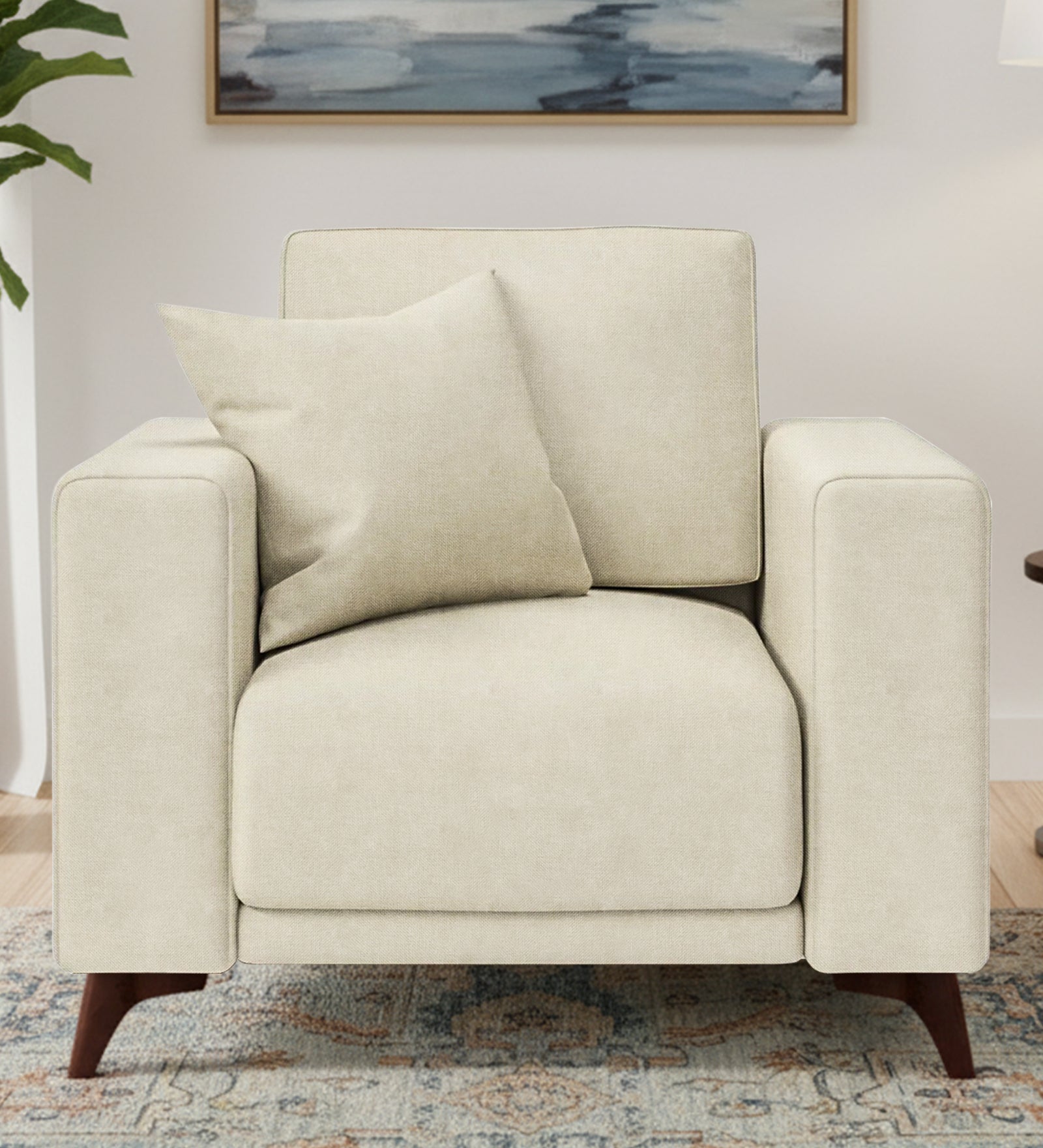 Luca Fabric 1 Seater Sofa In Maple Cream Colour