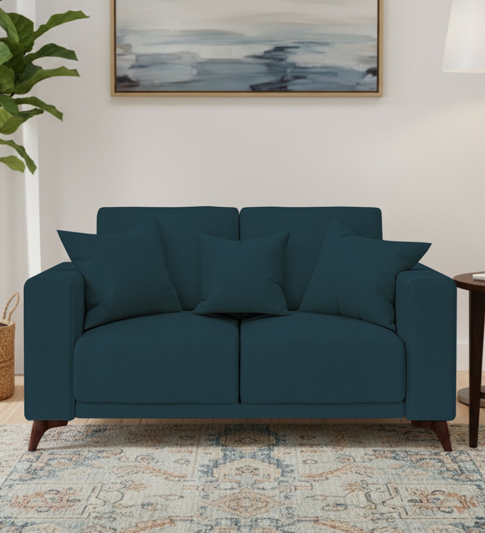 Luca Fabric 2 Seater Sofa In Cool Blue Colour