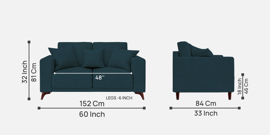Luca Fabric 2 Seater Sofa In Cool Blue Colour - Febonic Living