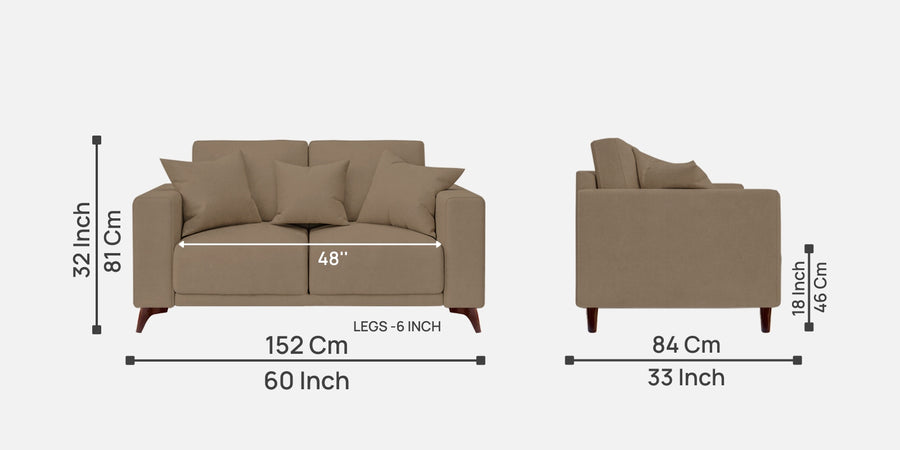 Luca Fabric 2 Seater Sofa In Hazel Beige Colour - Febonic Living