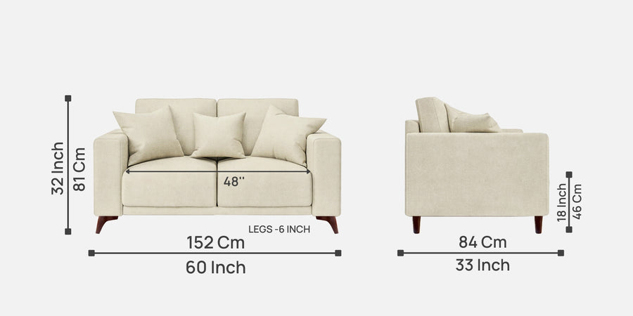 Luca Fabric 2 Seater Sofa In Maple Cream Colour - Febonic Living