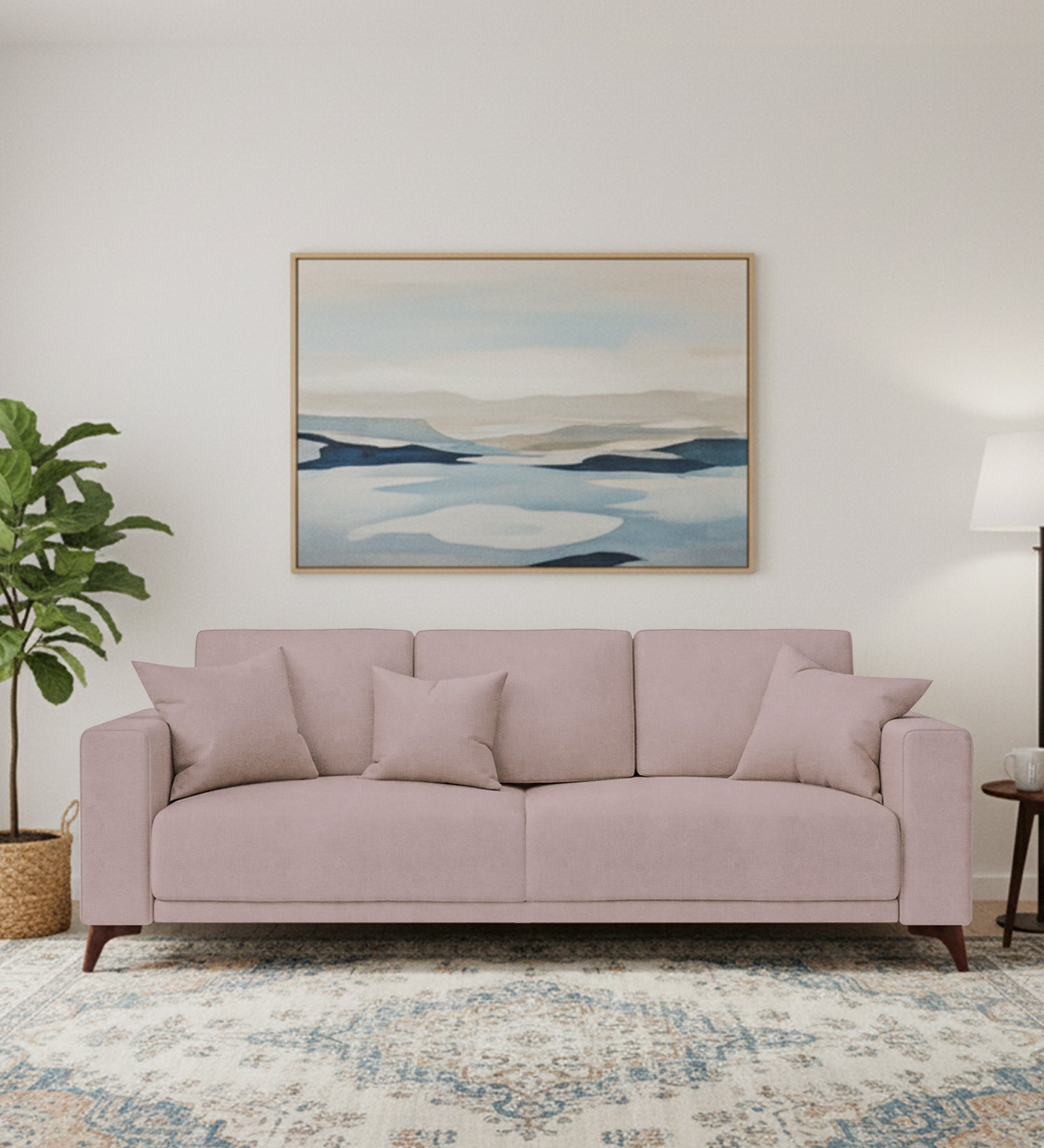 Luca Fabric 3 Seater Sofa In Almond Beige Colour