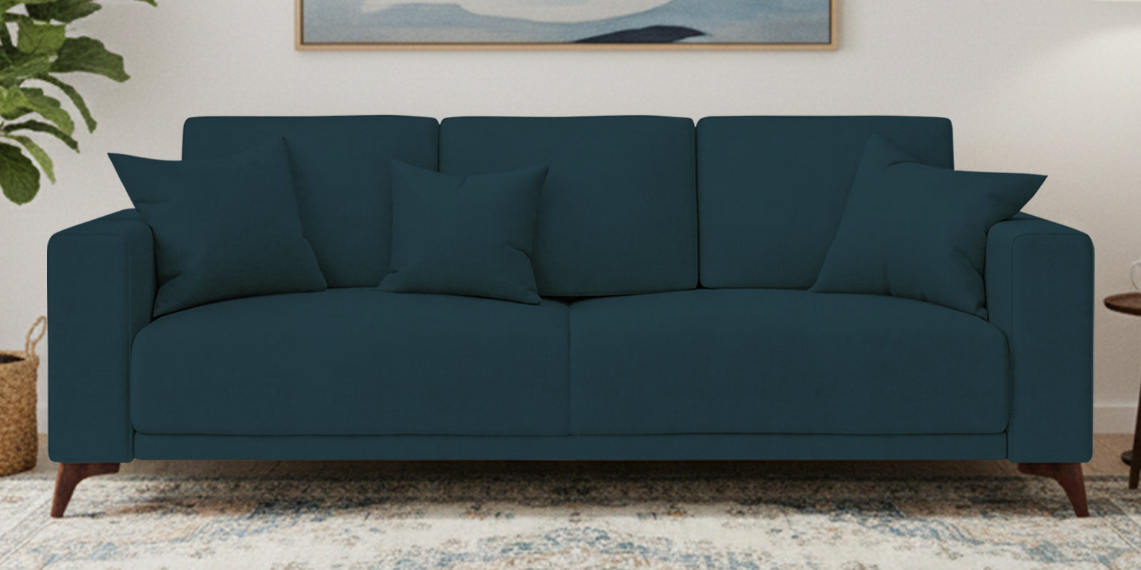 Luca Fabric 3 Seater Sofa In Cool Blue Colour