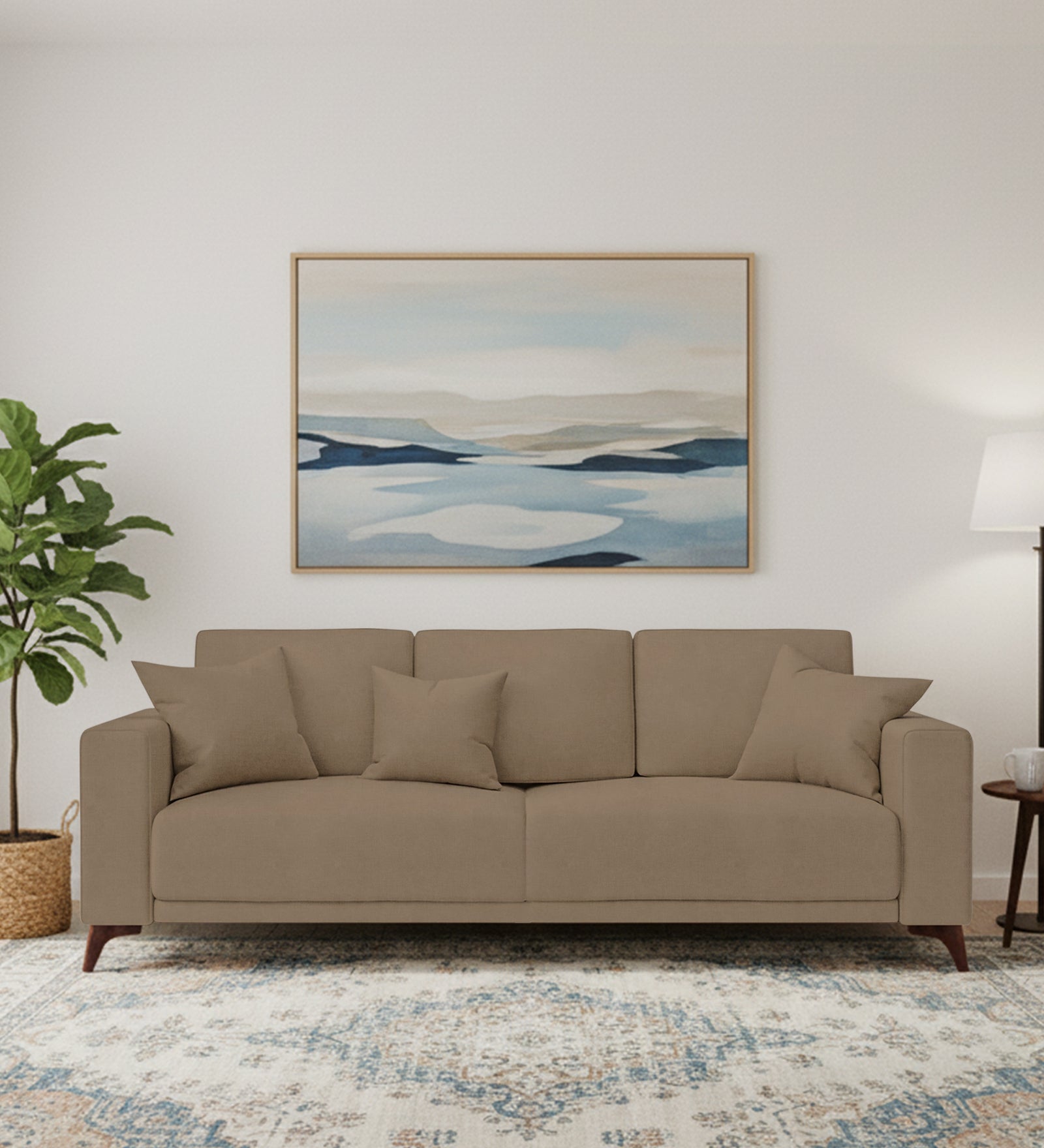 Luca Fabric 3 Seater Sofa In Hazel Beige Colour