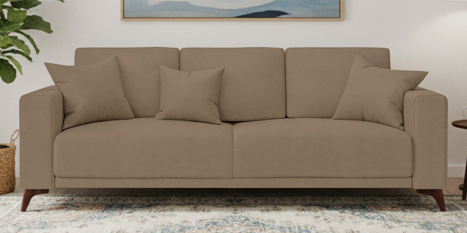 Luca Fabric 3 Seater Sofa In Hazel Beige Colour