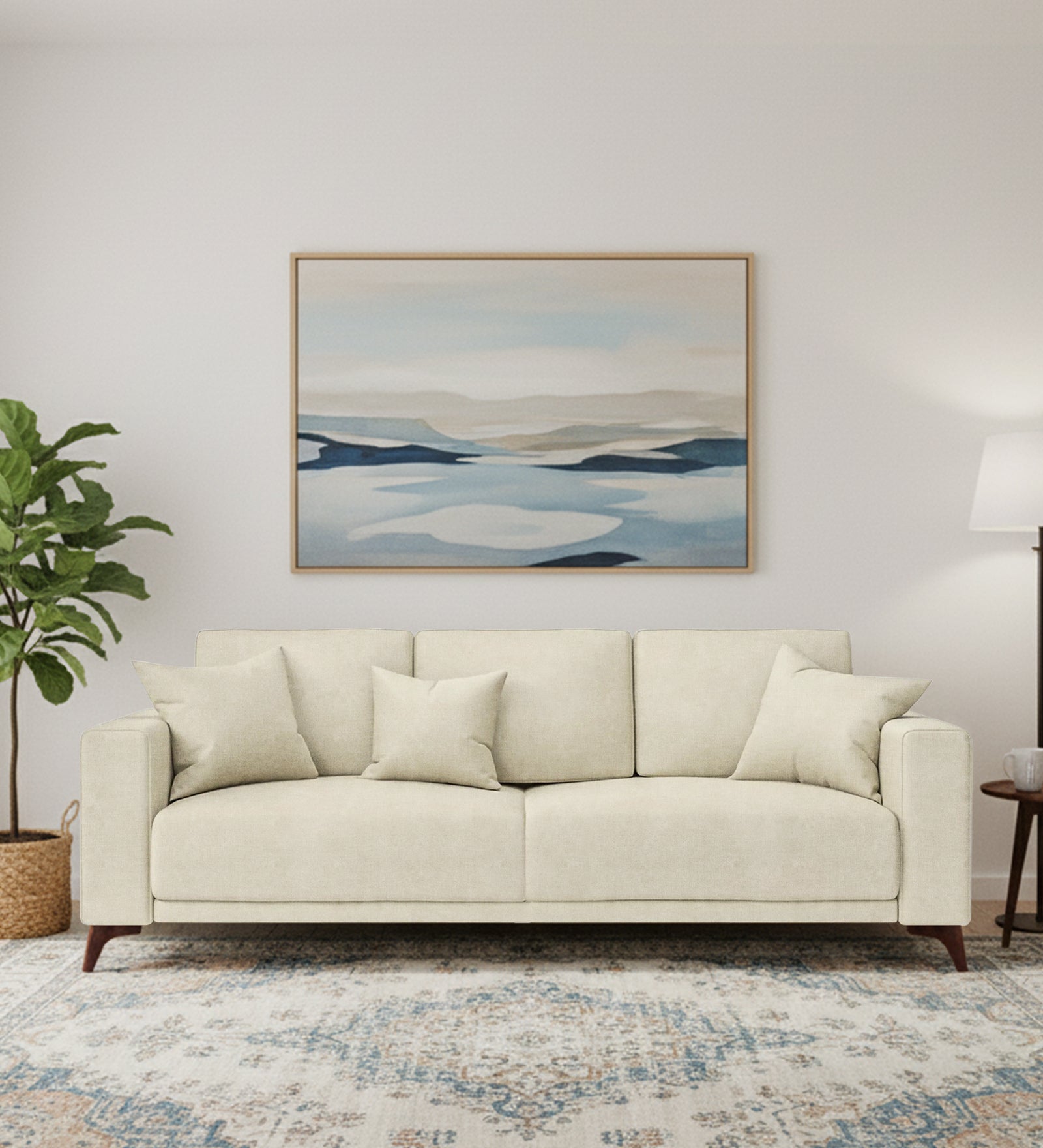 Luca Fabric 3 Seater Sofa In Maple Cream Colour