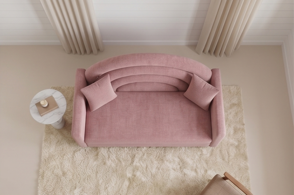 Lucia 3 Seater Fabric Sofa - Salmon Pink