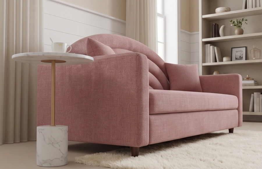 Lucia 3 Seater Fabric Sofa - Salmon Pink