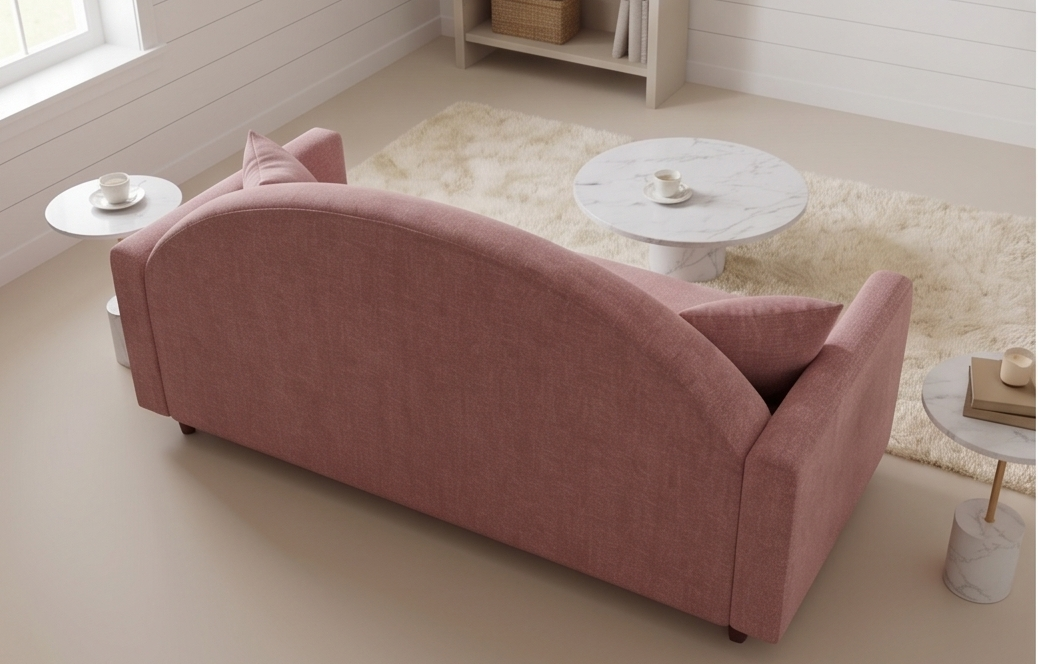 Lucia 3 Seater Fabric Sofa - Salmon Pink