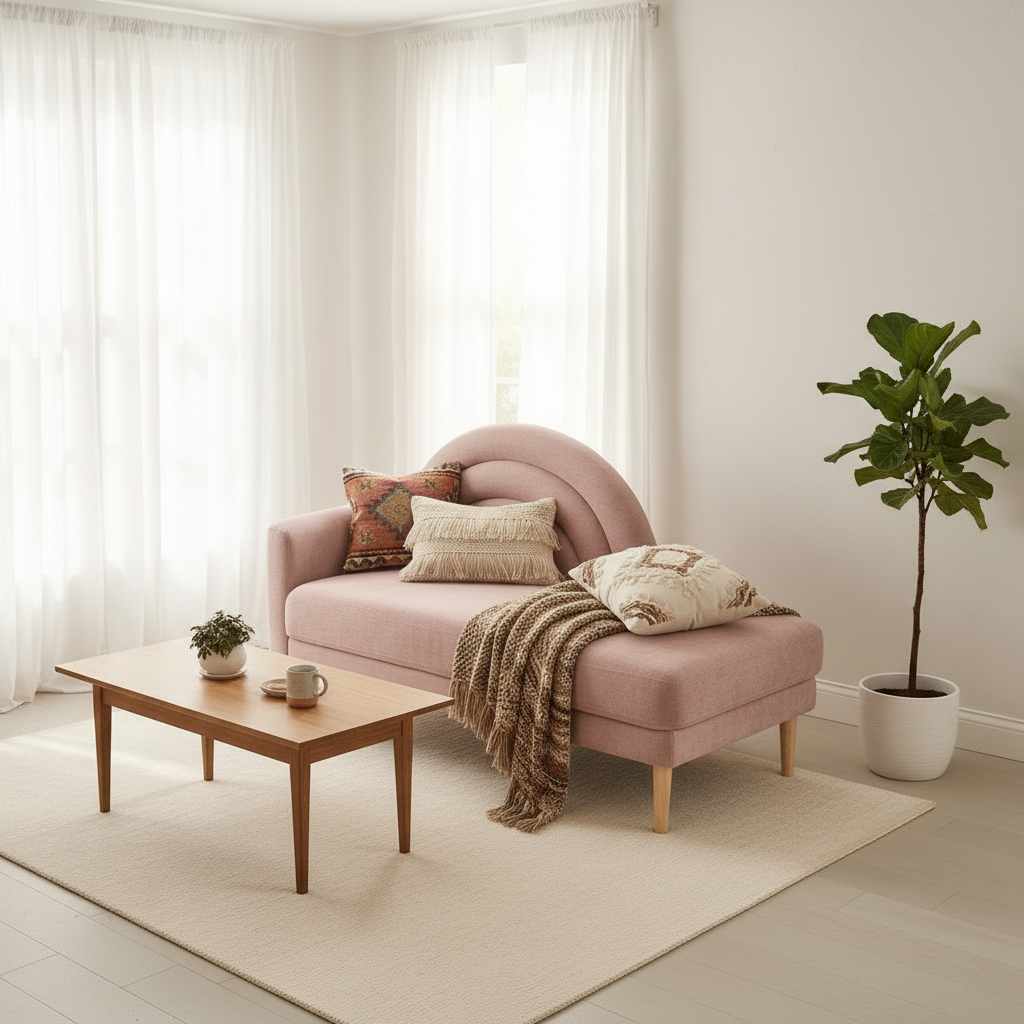 Lucia Fabric Chaise Lounger - Salmon Pink