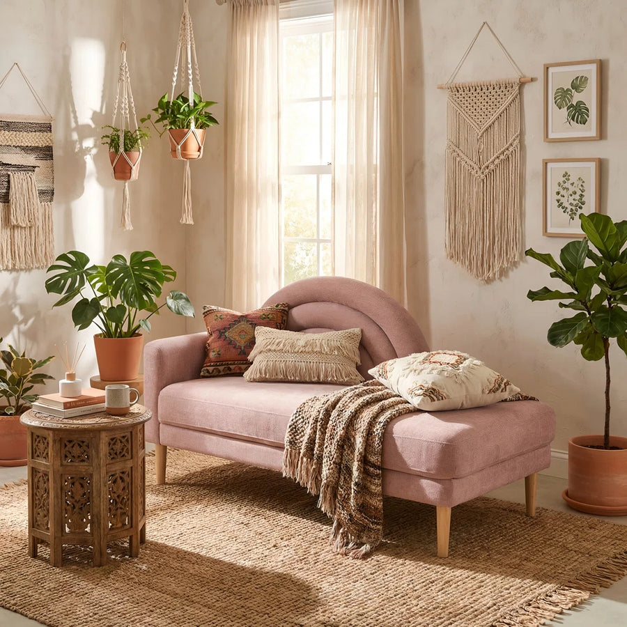Lucia Fabric Chaise Lounger - Salmon Pink