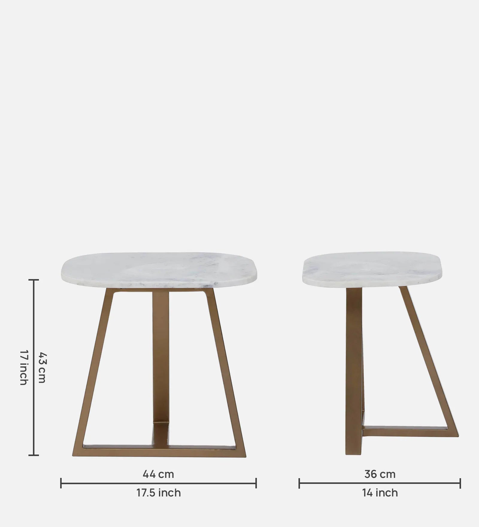 Tampa Metal End Table In Brass Finish With Marble Top - Febonic Living