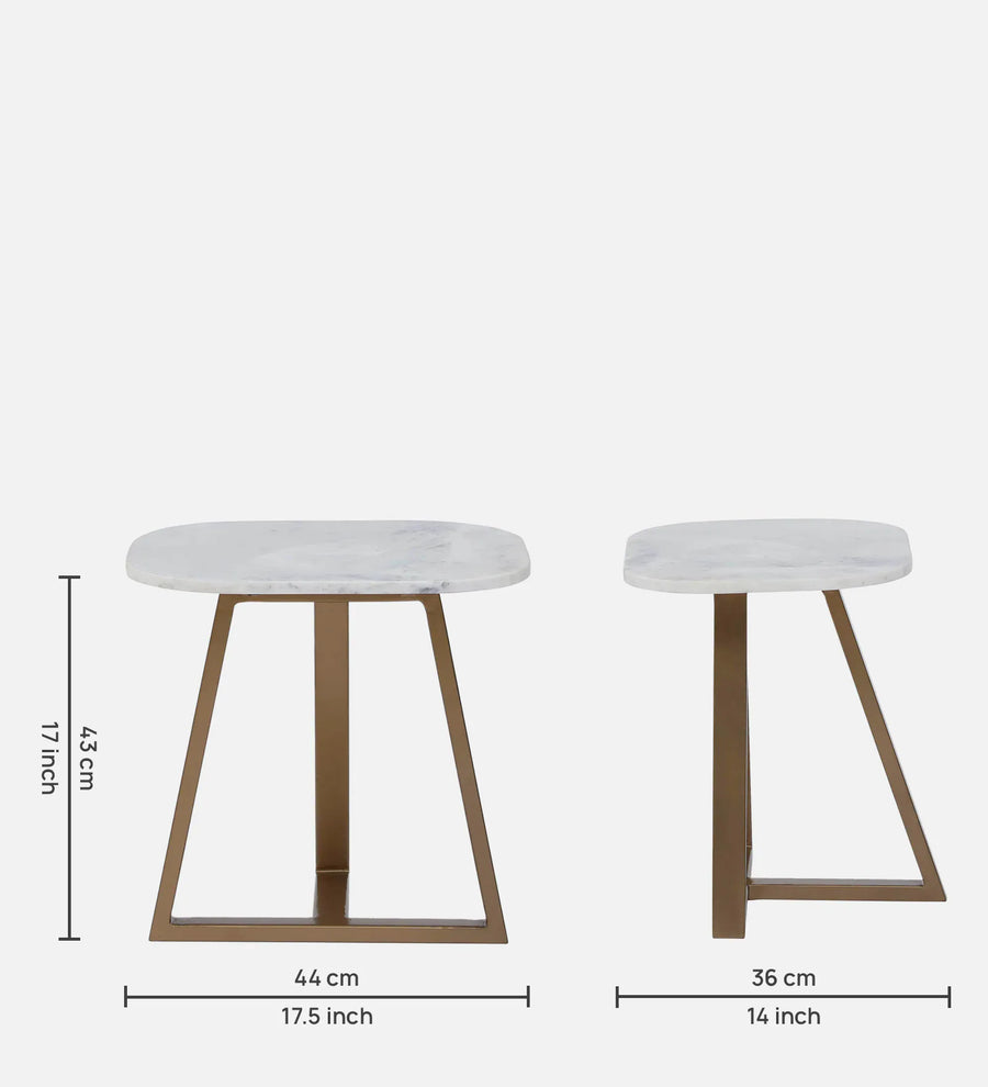 Tampa Metal End Table In Brass Finish With Marble Top - Febonic Living