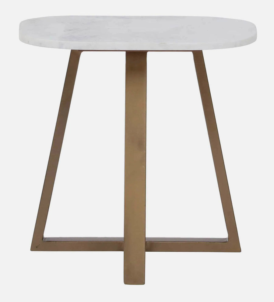 Tampa Metal End Table In Brass Finish With Marble Top - Febonic Living