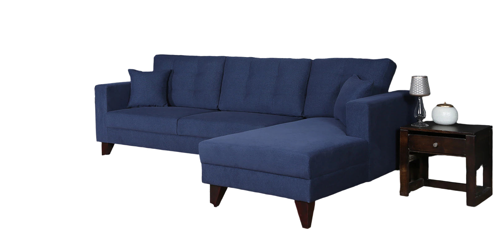 Luther Fabric LHS Sectional Sofa (3+Lounger) In Royal Blue Colour
